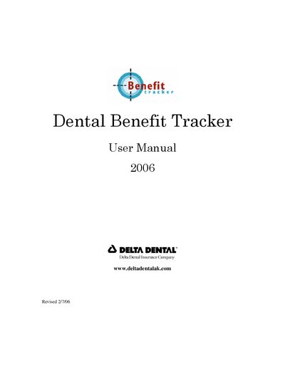Delta Dental Benefit Tracker User Manual - cover page