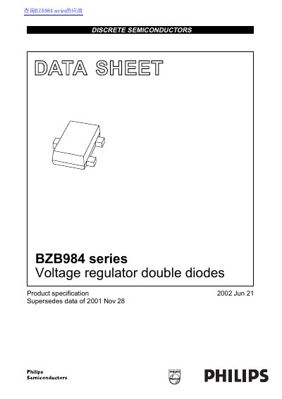 Philips BZB984 Series Voltage Regulator Double Diodes Datasheet - cover page