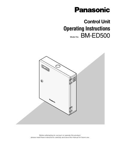Panasonic BM-ED500 Control Unit Operating Instructions - cover page