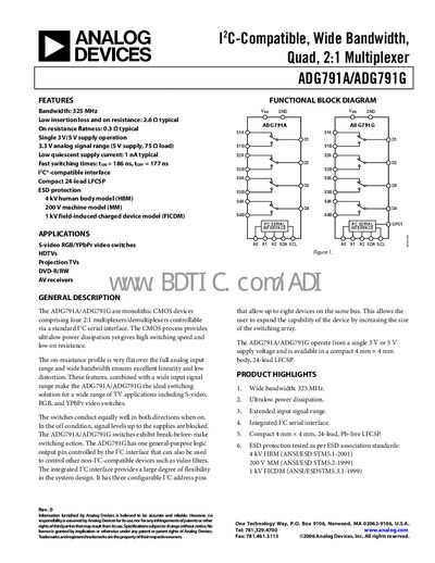 Analog Devices ADG791A Handbook - cover page