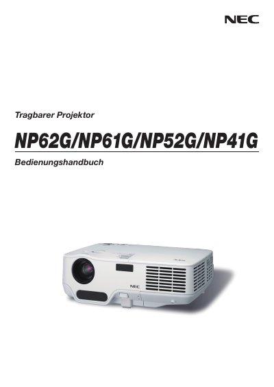 NEC NP62G/NP61G/NP52G/NP41G Projector User Manual - cover page