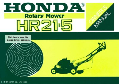Honda HR21-5 Rotary Mower User Manual - cover page