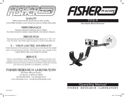 Fisher 1212-X One Knob Metal Detector Operating Manual - cover page