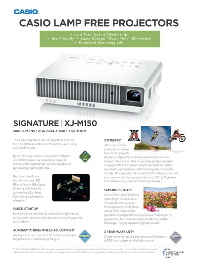Casio XJ-M150 Projector User Manual - cover page