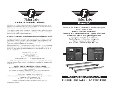 Fisher GEMINI-3 Metal Detector Operation Manual - cover page