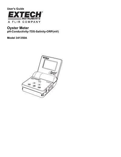 Extech Model 341350A Oyster Meter User's Guide - cover page