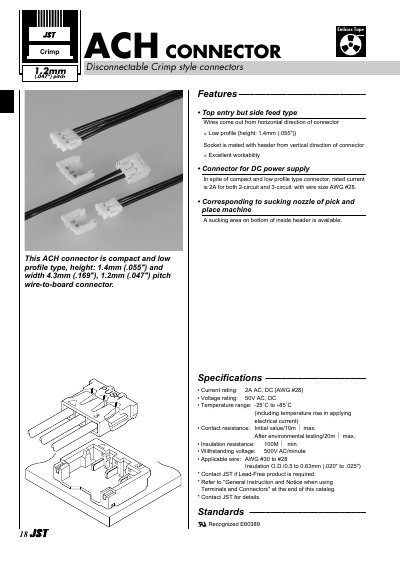 JST ACH Connector Datasheet - cover page