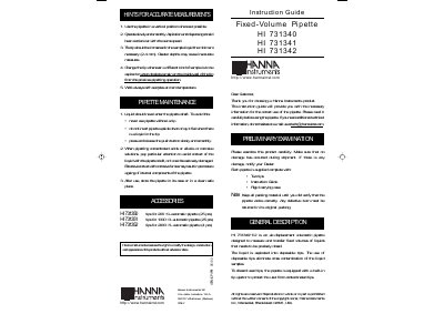 HANNA HI 731340 HI 731341 HI 731342 Instruction Manual - cover page