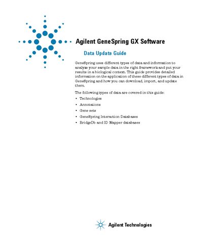 Agilent GeneSpring GX Software Data Update Guide - cover page