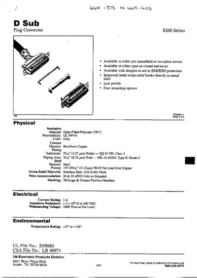 3M 8200 Series Plug Connector Product Leaflet - cover page