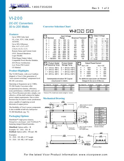 Vicor VI-200 DC-DC Converters Handbook - cover page