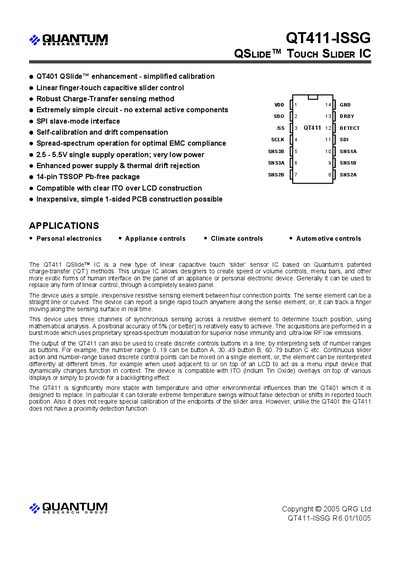 Quantum QT411-ISSG Touch Slider IC User Manual - cover page