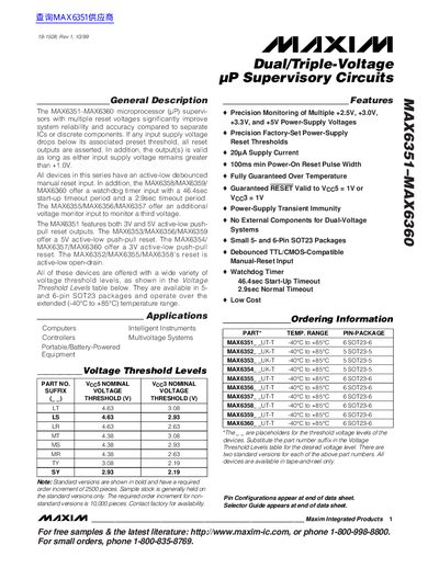 Maxim MAX6351-MAX6360 Datasheet - cover page