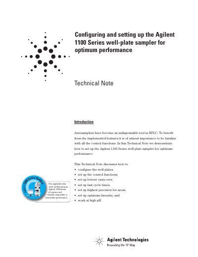 Agilent 1100 Series Well-Plate Sampler Configuration and Setup Guide - cover page
