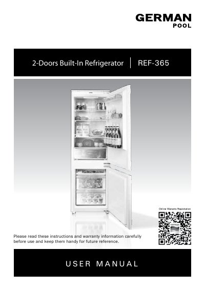 German Pool REF-365 Built-In Refrigerator User Manual cover