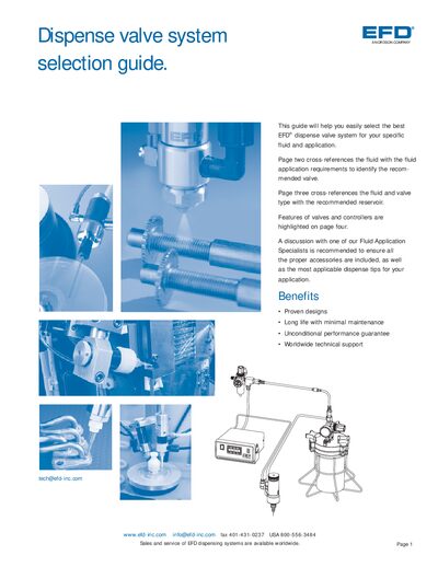EFD Dispense Valve System Selection Guide - cover page