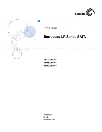 seagate Barracuda LP Series SATa ST32000542AS ST31500541AS ST31000520AS Manual - cover page