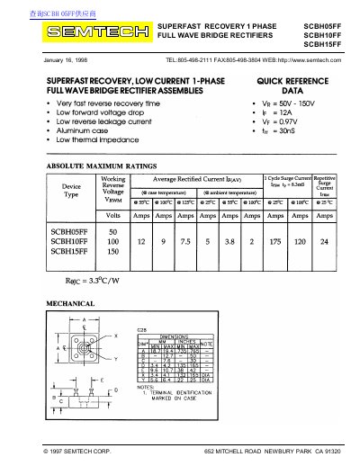 SEMTECH SCBH05FF SCBH10FF SCBH15FF handbook