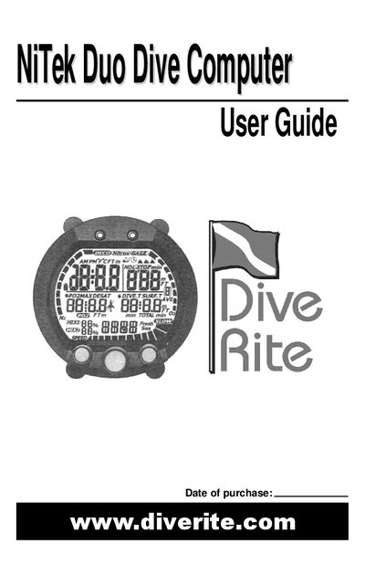 Dive Rite NiTek Duo Dive Computer User Manual - cover page