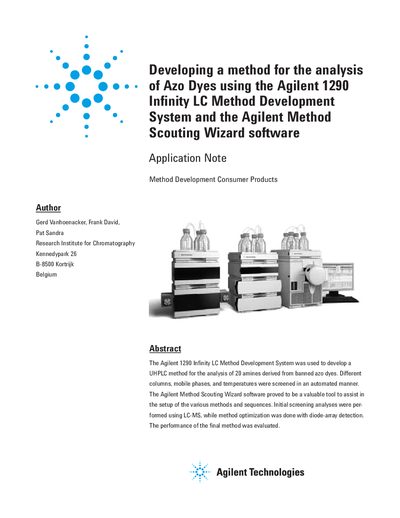 Agilent 1290 Infinity LC Method Development System Application Note - cover page