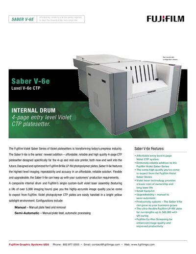 Fujifilm Saber V-6e CTP Owner's Manual - cover page
