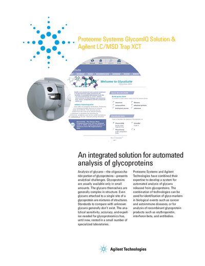 Agilent Technologies GlycomIQ Solution Product Leaflet - cover page