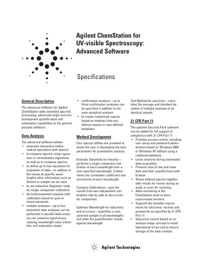 Agilent ChemStation Advanced Software Manual - cover page