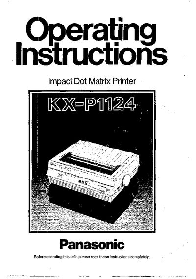 Panasonic KX-P1124 Operating Instructions - cover page