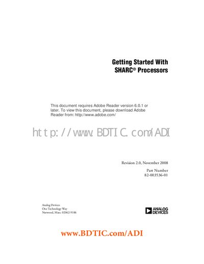 Analog Devices SHARC Processors Getting Started Guide - cover page