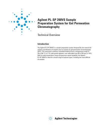Agilent PL-SP 260VS Sample Preparation System Technical Overview