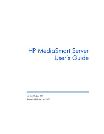 HP MediaSmart Server User Guide - cover page