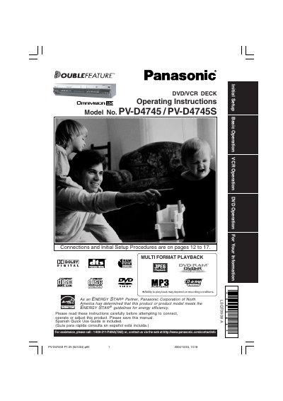 Panasonic PV-D4745 PV-D4745S Manual - cover page