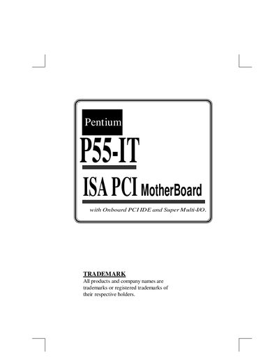 P55-IT ISA PCI Motherboard User Manual - cover page