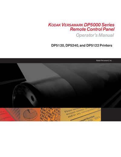 Kodak DP5000 Series Remote Control Panel Operator's Manual - cover page