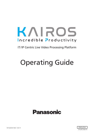Panasonic KAIROS IP Centric Live Video Processing Platform User Manual - cover page