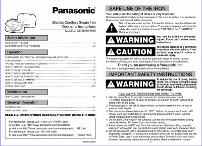 Panasonic NIL71SR Manual - cover page