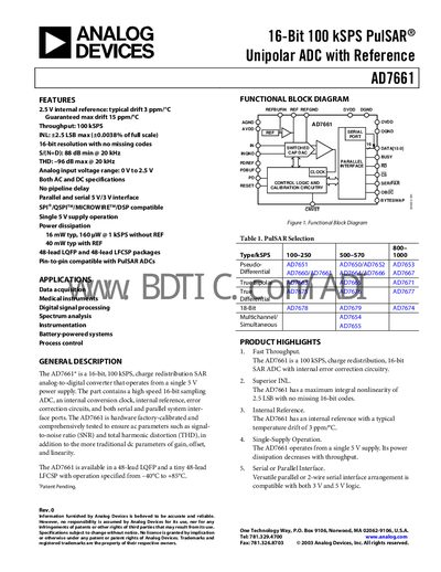 Analog Devices AD7661 Datasheet - cover page