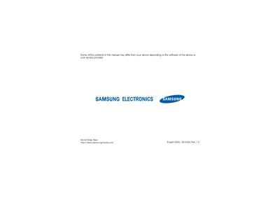 Samsung SGH-i900 User Manual - cover page