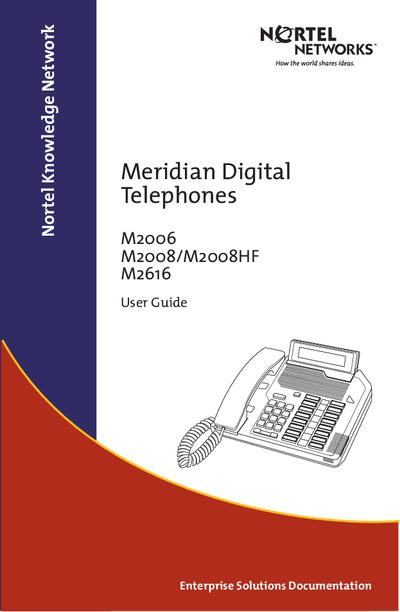 Nortel Meridian M2006, M2008/M2008HF, M2616 User Guide - cover page