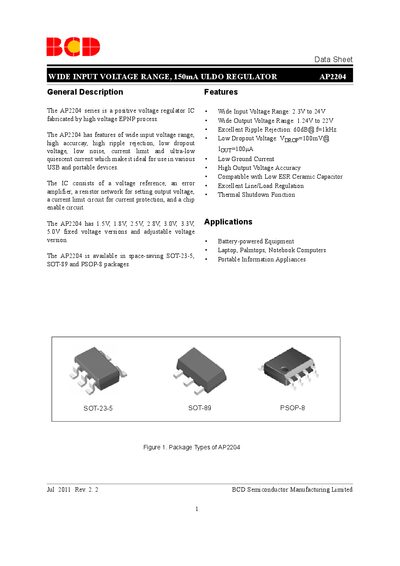 BCD Semiconductor AP2204 Datasheet - cover page