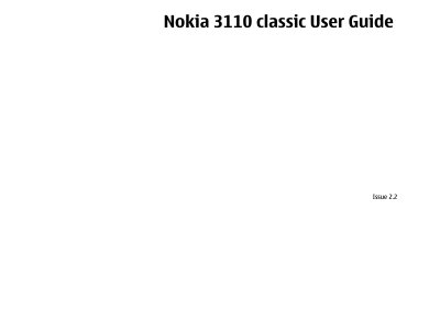 Nokia 3110 classic User Guide