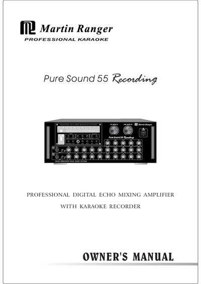 Pure Sound 55 Professional Karaoke Recording Amplifier User Manual - cover page