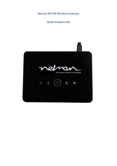 Huawei B970b Wireless Gateway Quick Setup Guide - cover page