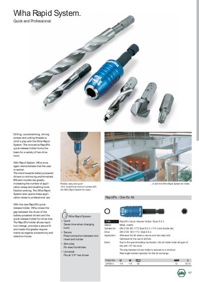 Wiha 7148 RapidFix Quick-release Holder Product Leaflet - cover page