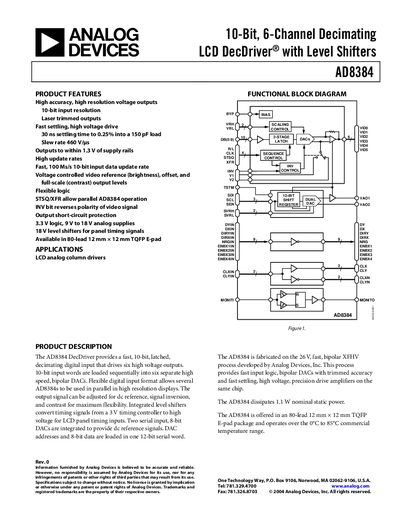 Analog Devices AD8384 DecDriver Datasheet - cover page