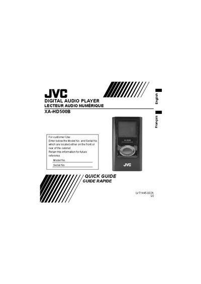 JVC XA‑HD500B Digital Audio Player Quick Guide - cover page