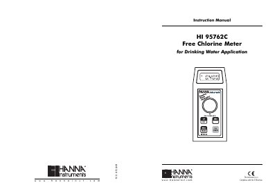 Hanna Instruments HI 95762C Free Chlorine Meter Instruction Manual - cover page