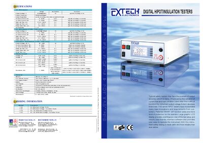 Extech 7100 Series HIPOT/Insulation Testers Product Data Sheet - cover page