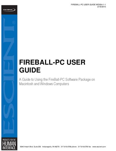 Escient FireBall-PC User Guide - cover page