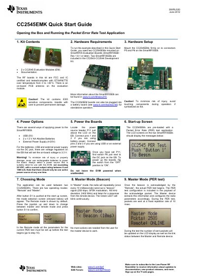 Texas Instruments CC2545EMK Wireless Connection Quick Start Guide - cover page